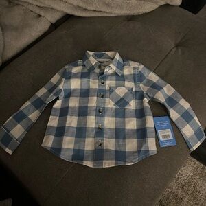NWT Ruffle Butts Blue and Cream Plaid Shirt